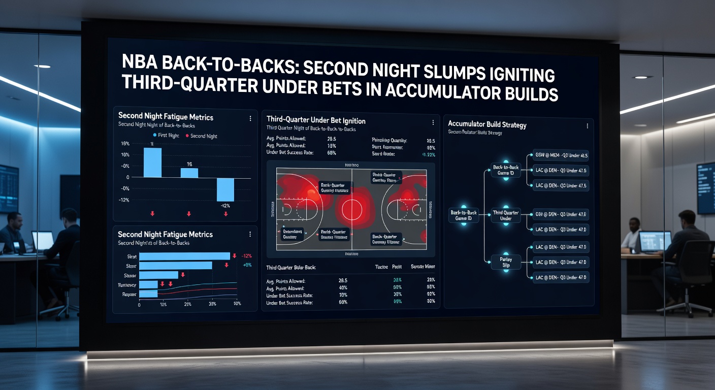 Graph showing third-quarter scoring trends for NBA teams on back-to-back games, highlighting under performance