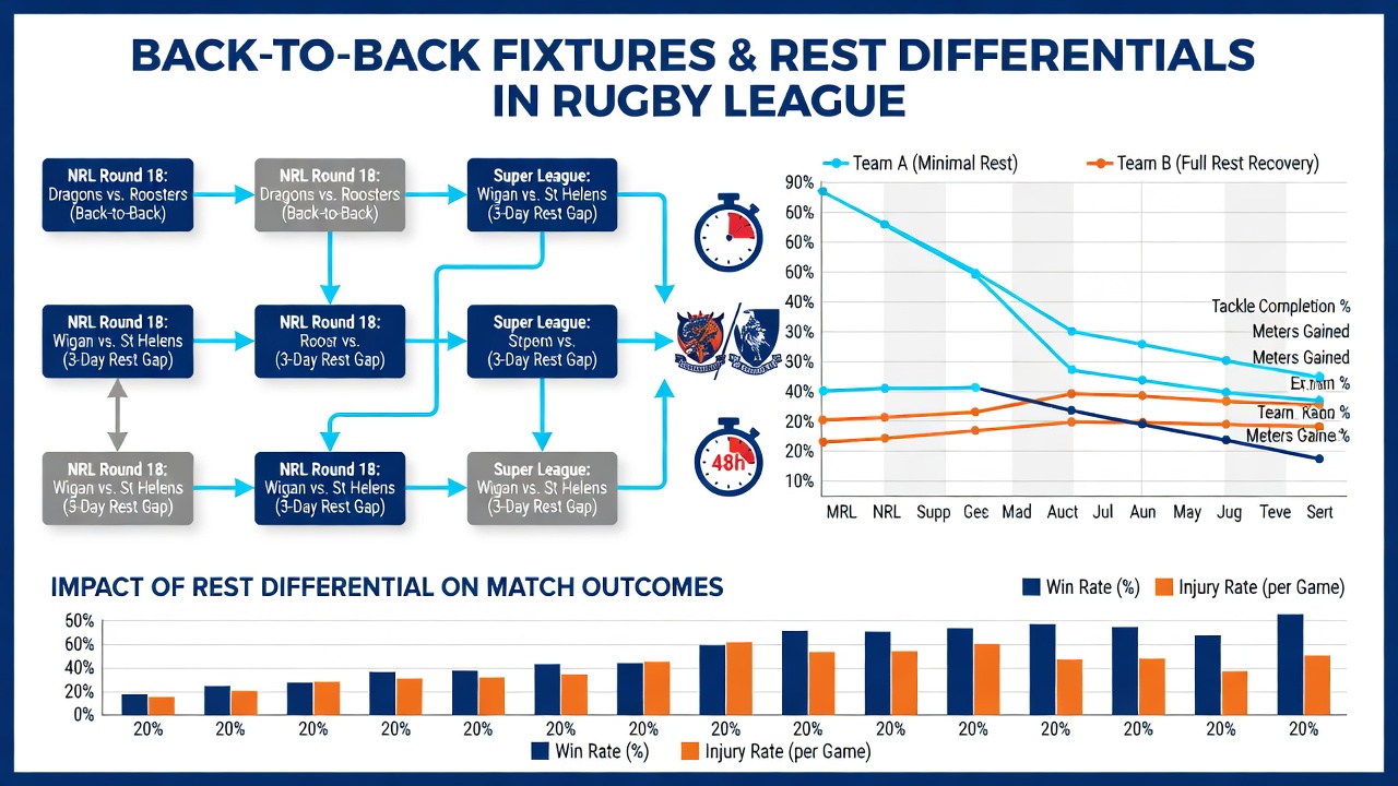Chart displaying rest day differentials and corresponding total points in rugby league tournaments