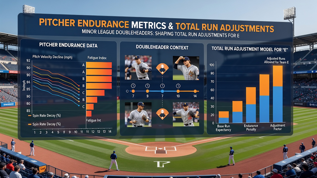 Data charts displaying pitch count trends and run totals from recent minor league doubleheaders
